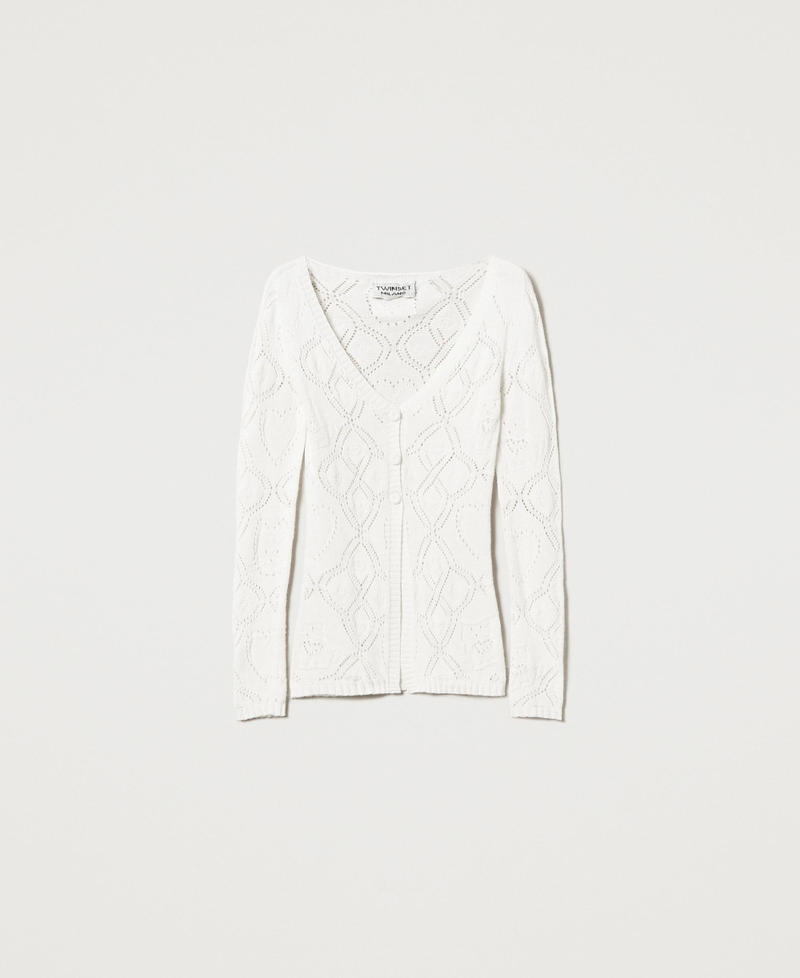 Treeblend yarn seamless cardigan White Snow Woman 242TP3450_00282_S0