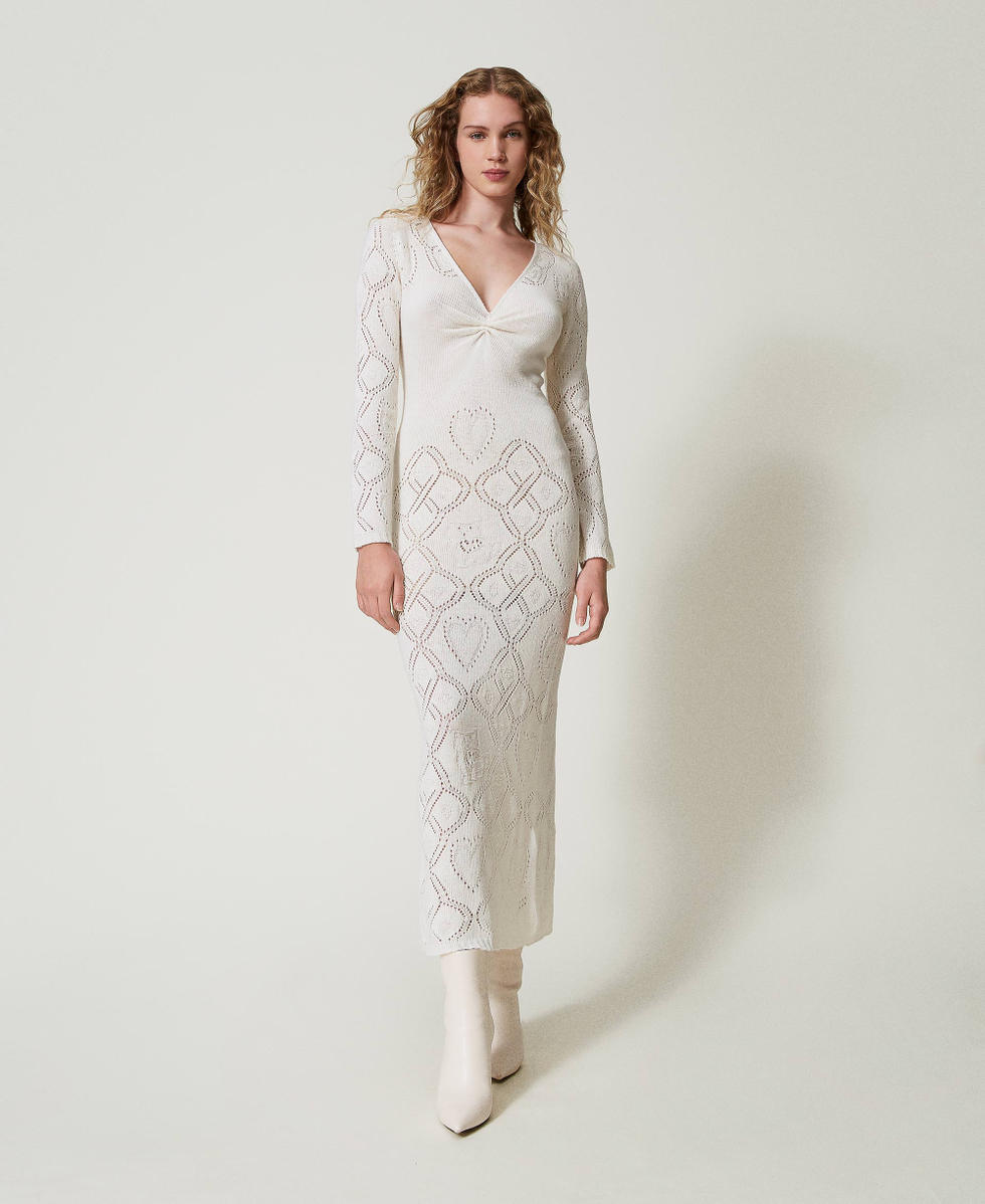 Robe longue sans coutures en fil Treeblend Blanc Neige Femme 242TP3451_00282_01