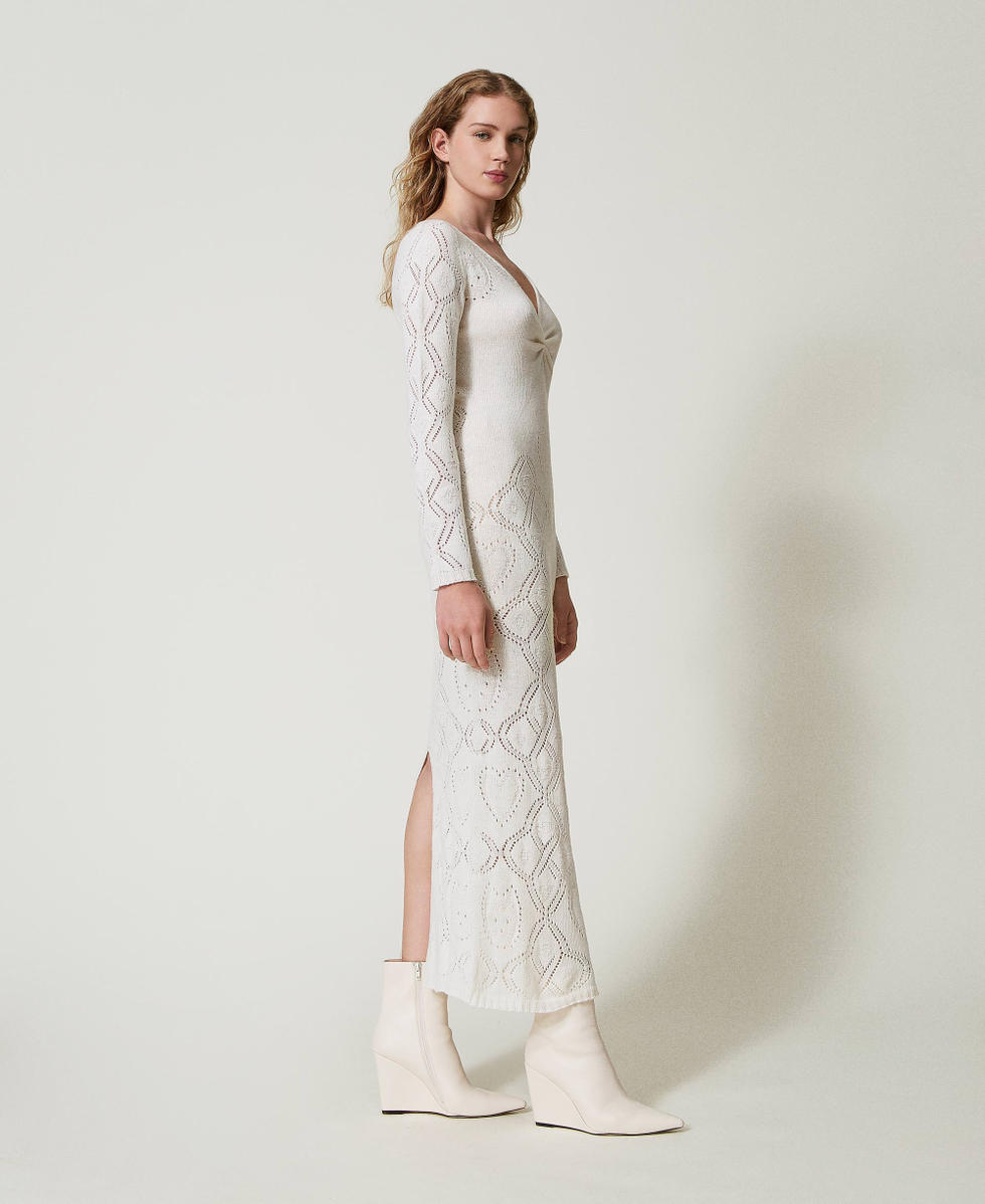 Robe longue sans coutures en fil Treeblend Blanc Neige Femme 242TP3451_00282_02