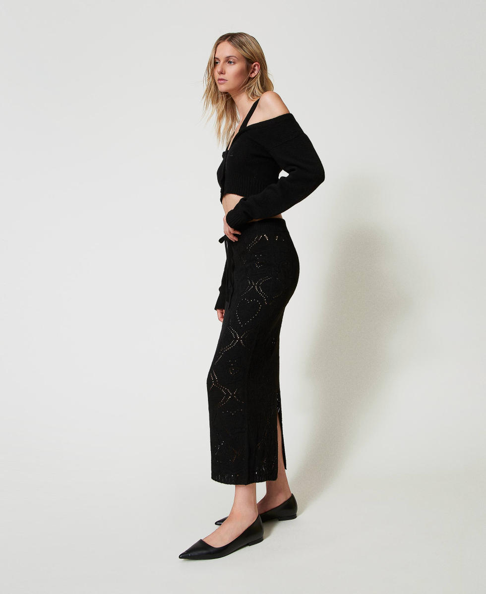 Treeblend yarn long seamless skirt Woman Black TWINSET Milano