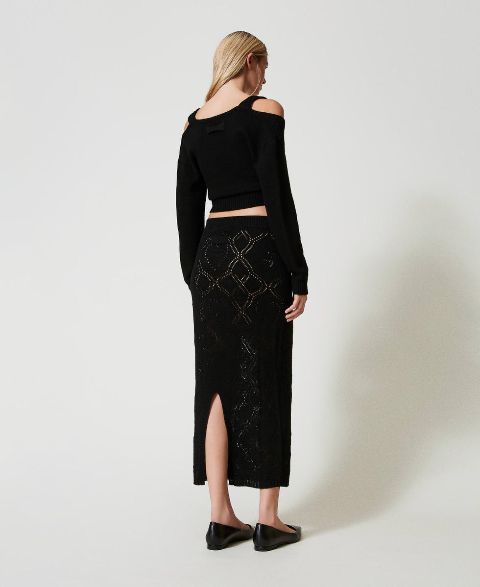 Falda larga sin costuras de tejido Treeblend Negro Mujer 242TP3453_00006_03