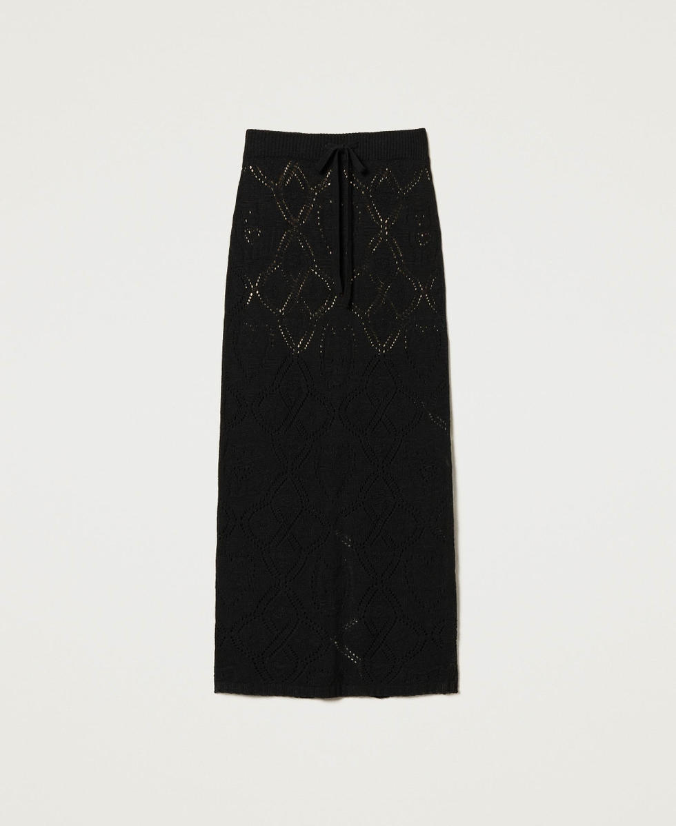 Falda larga sin costuras de tejido Treeblend Negro Mujer 242TP3453_00006_S0