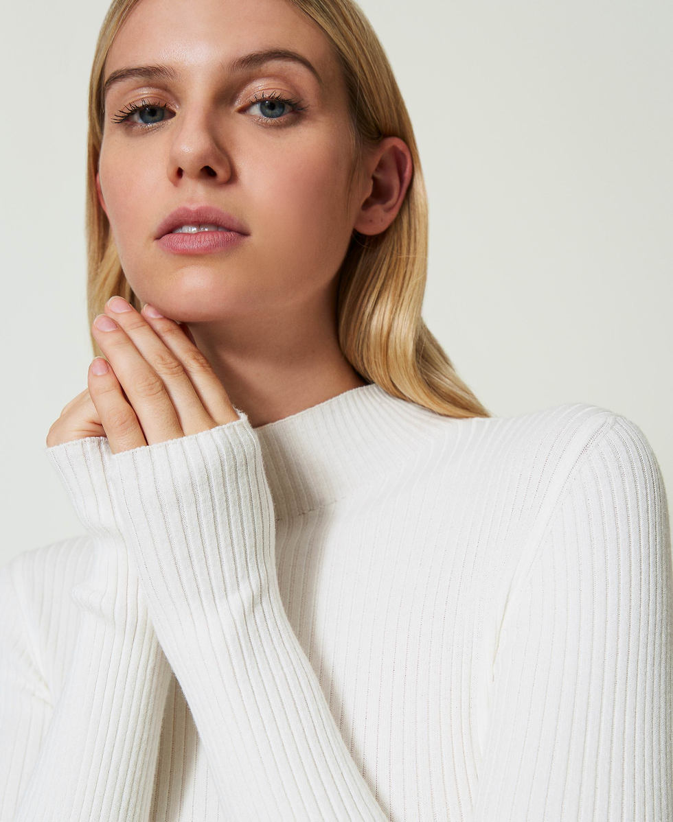 White ribbed jumper clearance