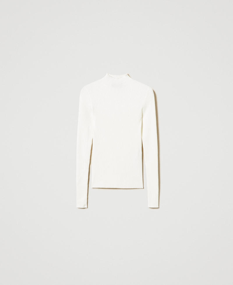 Pull col montant c&ocirc;tel&eacute; Blanc Neige Femme 242TP3523_00282_S0