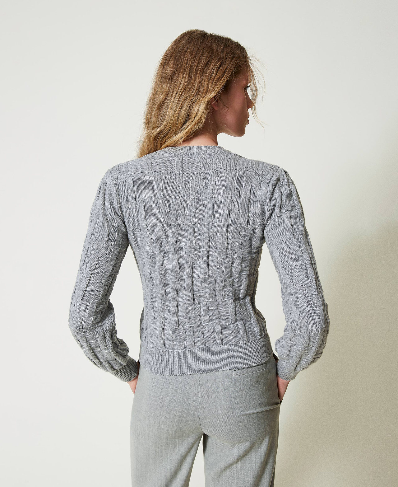 Cardigan in cotone e cashmere con logo