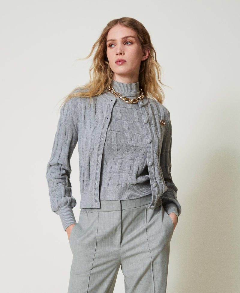 Cardigan in cotone e cashmere con logo