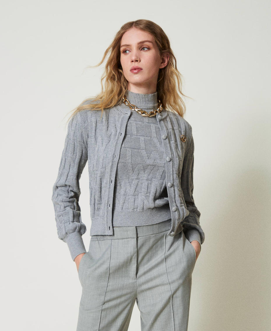 Cardigan in cotone e cashmere con logo