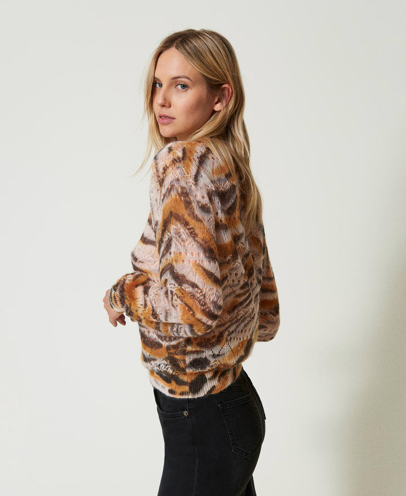 Wool and mohair blend jumper Tennè Orange / Black Tiger Print Woman 242TP3650_11825_02