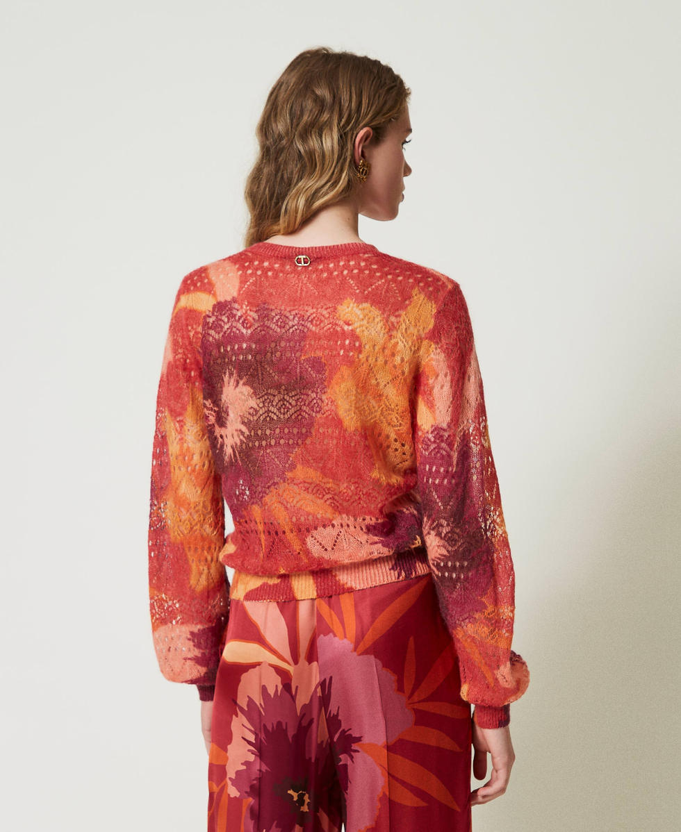 Maglia in misto lana e mohair Macro Flowers Rosso / Red Plum Donna 242TP3650_11916_04