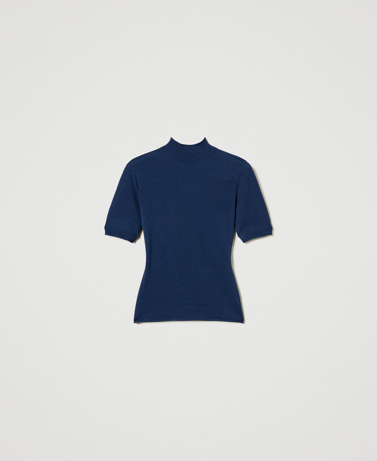 Jersey de cuello alto de seda y cachemira