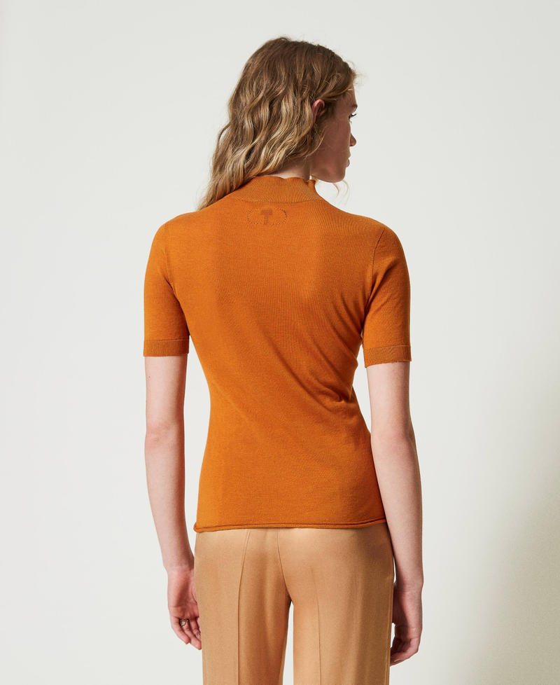 Silk and cashmere turtleneck jumper Tenn&egrave; Orange Woman 242TP3682_11749_03