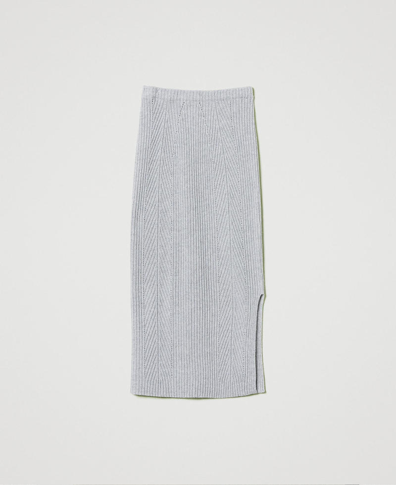 Gonna longuette in maglia misto lana e lurex Bicolor Grigio / Argento Donna 242TP3712_11768_S0