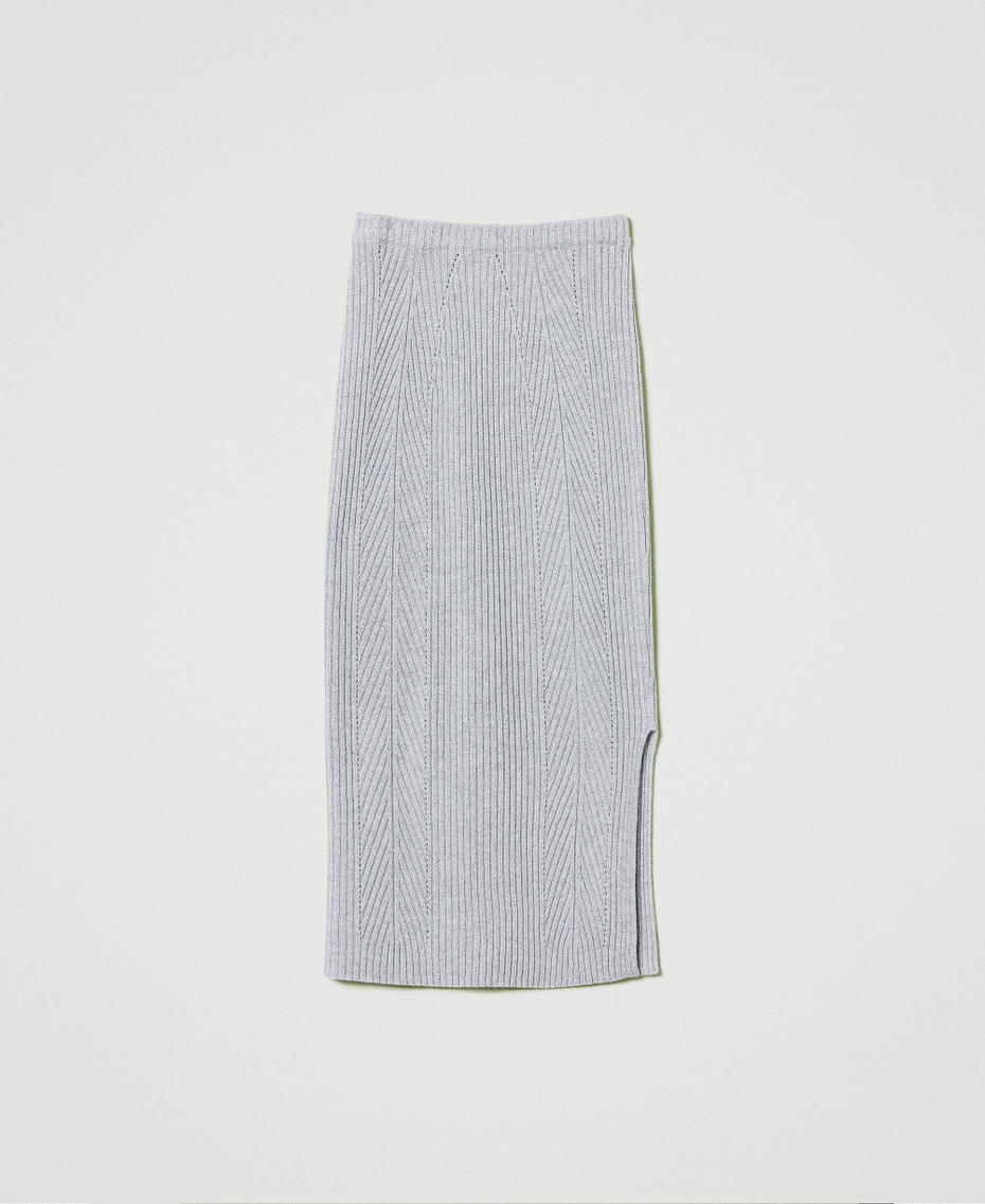 Gonna longuette in maglia misto lana e lurex Bicolor Grigio / Argento Donna 242TP3712_11768_S0