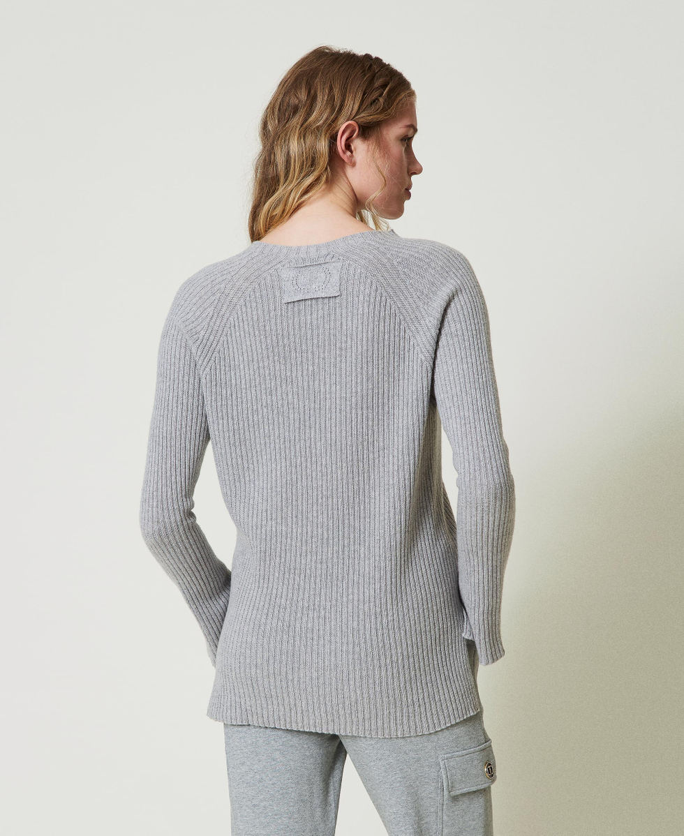 Pull en m&eacute;lange de laine et lurex Bicolore Gris/Argent Femme 242TP3715_11768_03