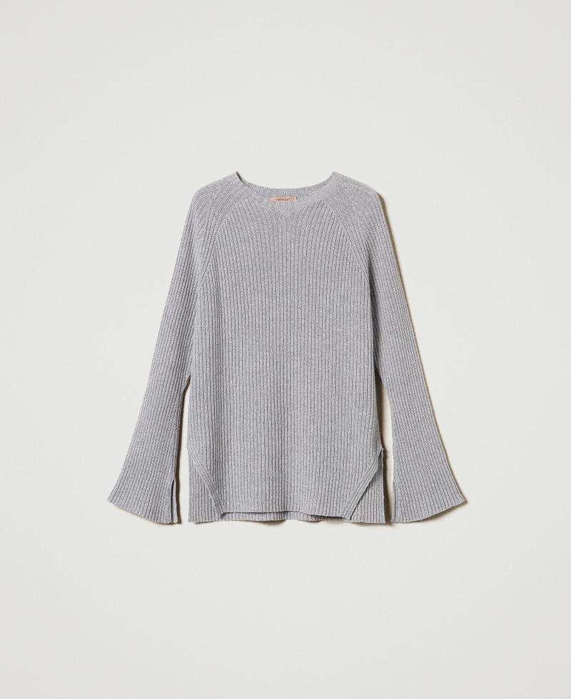 Wool and lurex blend jumper Two-tone Grey / Silver Woman 242TP3715-0S