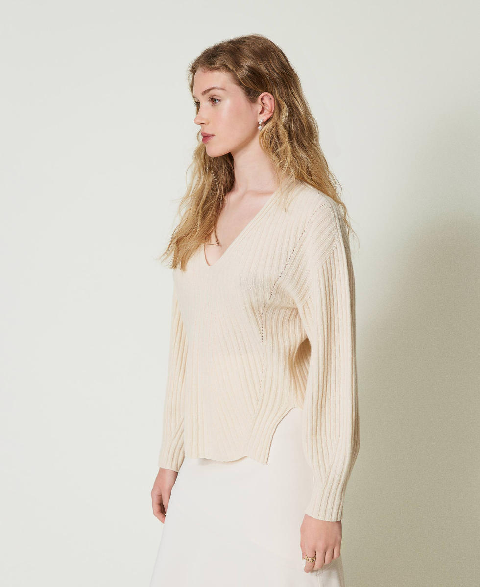 White ribbed jumper cheap