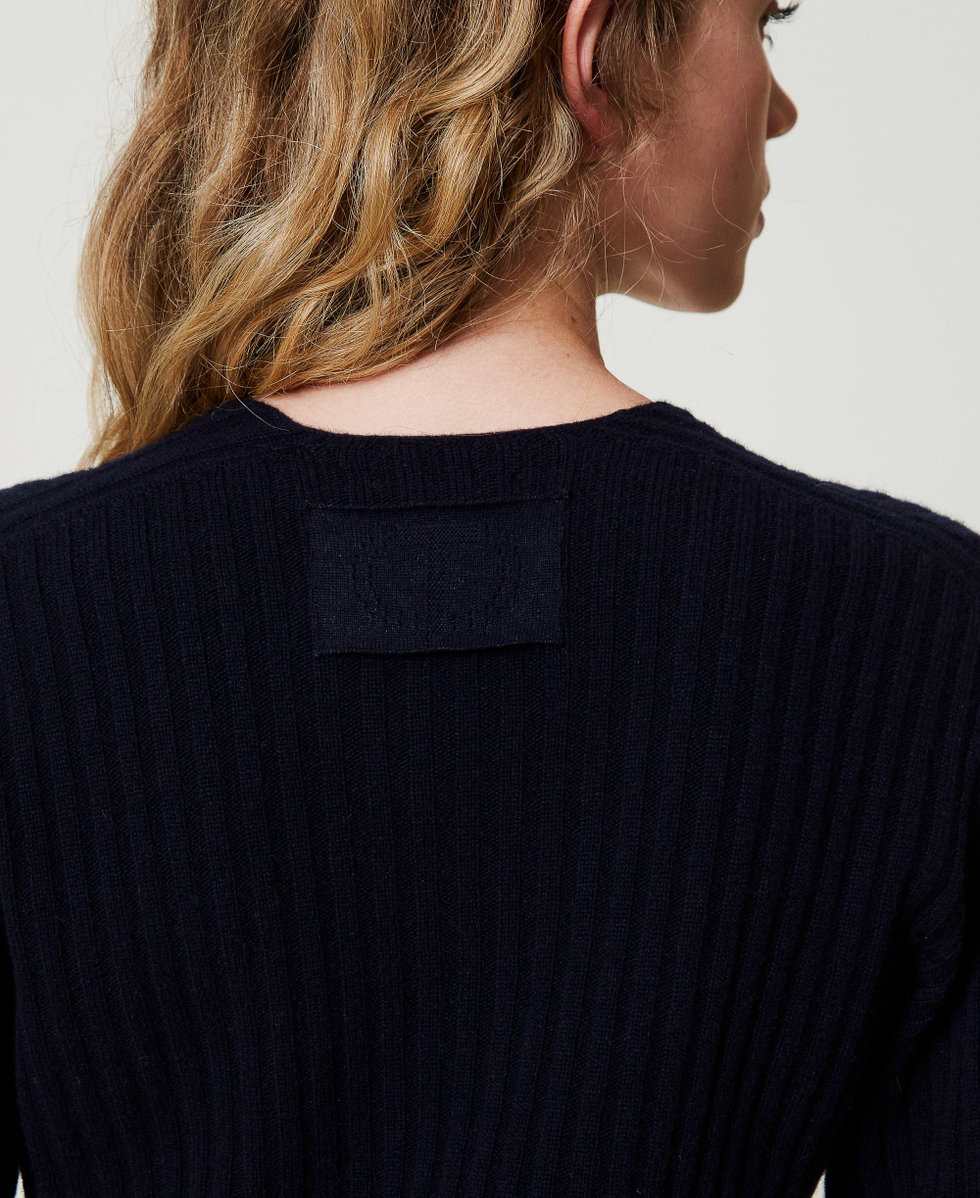 Maglia in lana e cashmere a costine Indaco Donna 242TP3716_00384_04
