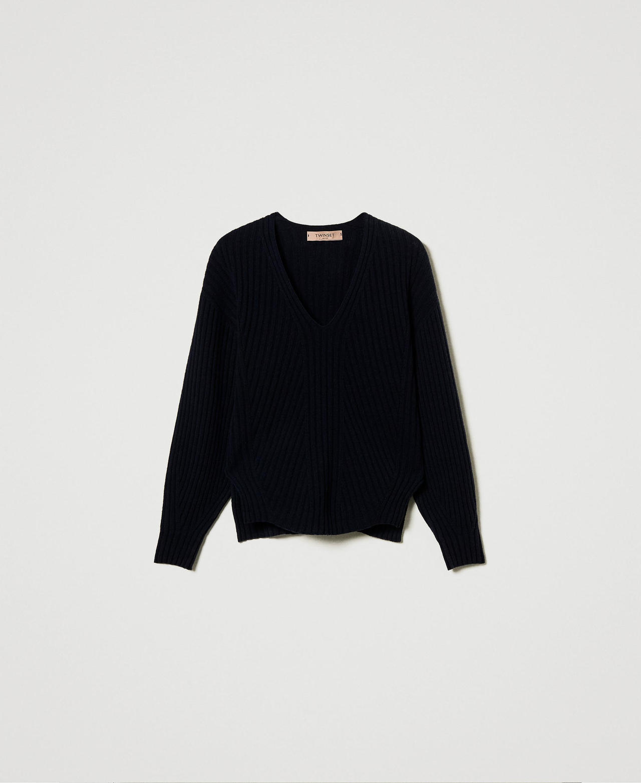 Scee by twin set Maglia in lana e cashmere a costine