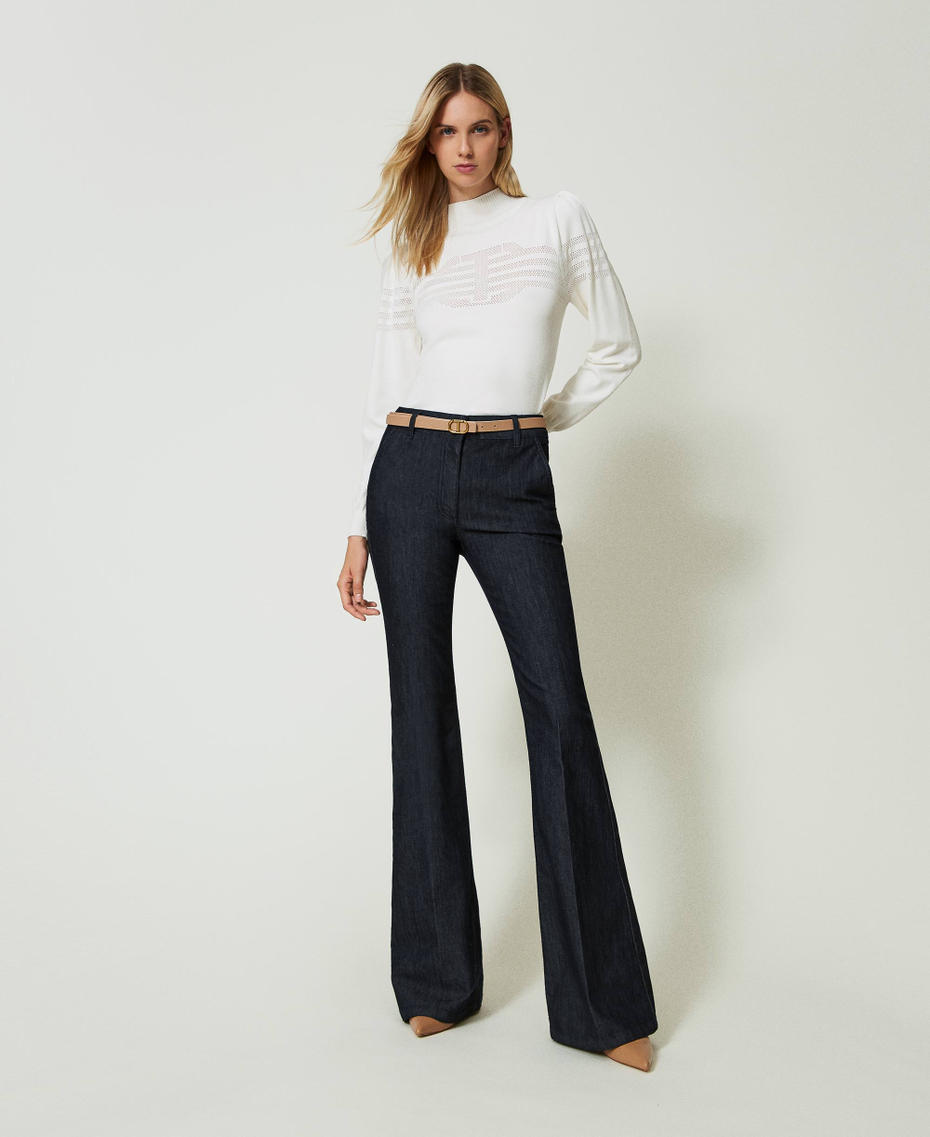 Turtleneck jumper with Oval T pattern