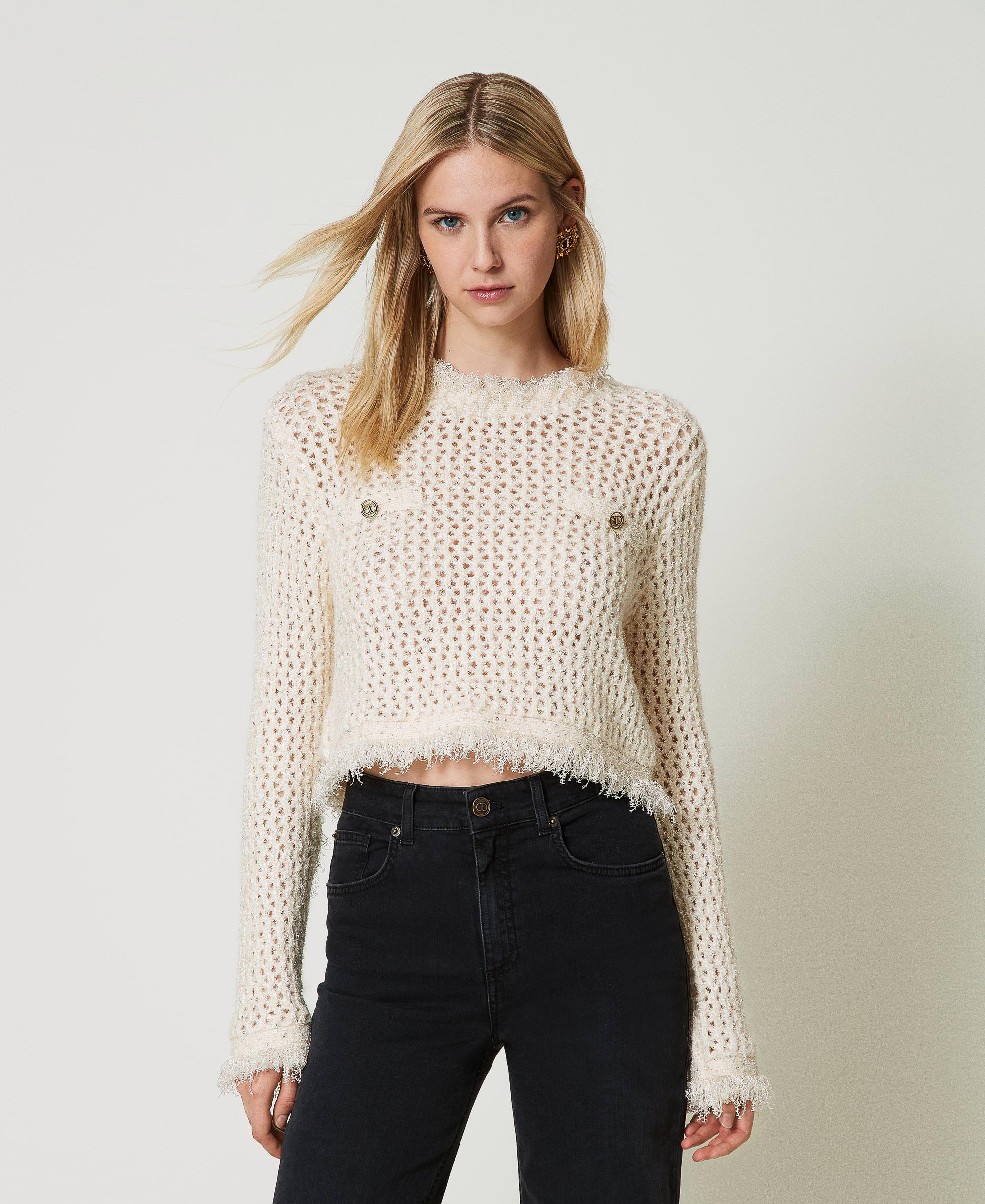 Jacquard mesh jumper