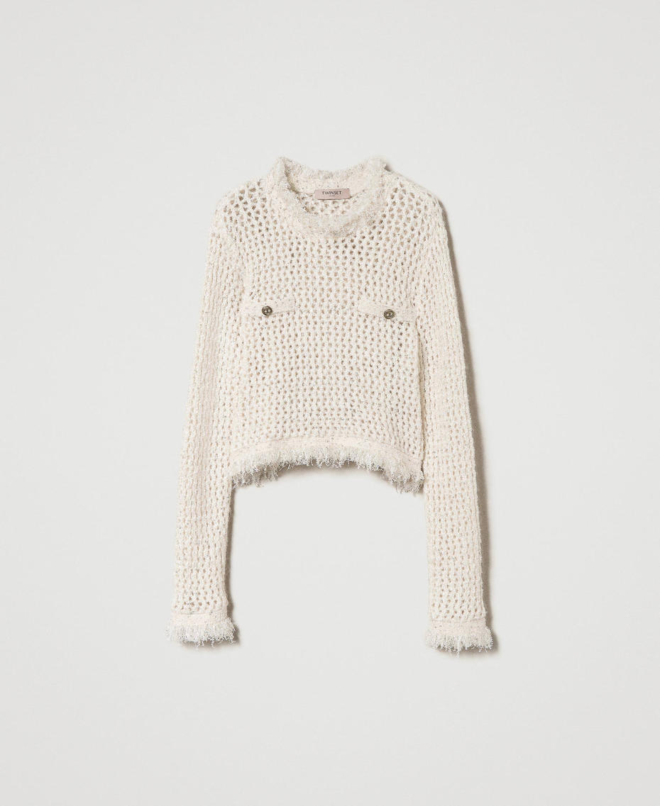 Jacquard mesh jumper Old White Woman 242TP3770_11748_S0