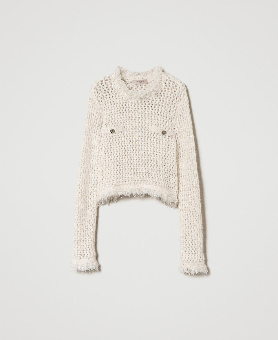 Jacquard mesh jumper Old White Woman 242TP3770_11748_S0