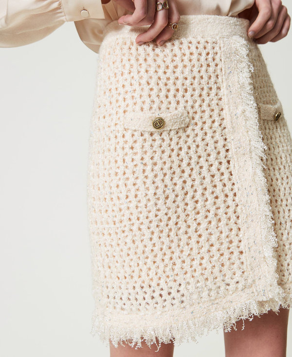 Jacquard knit mesh miniskirt