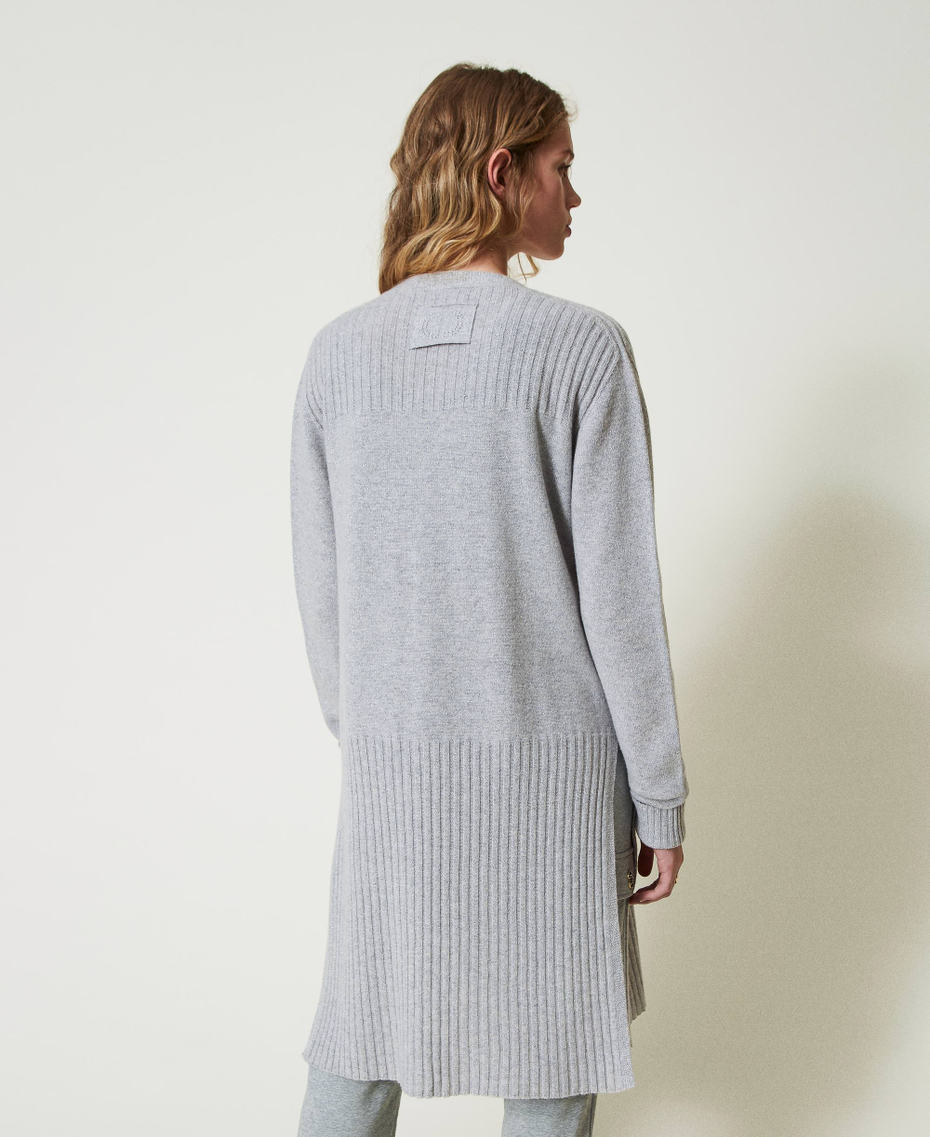 Wool and lurex blend maxi cardigan Two-tone Grey / Silver Woman 242TP378A_11768_04