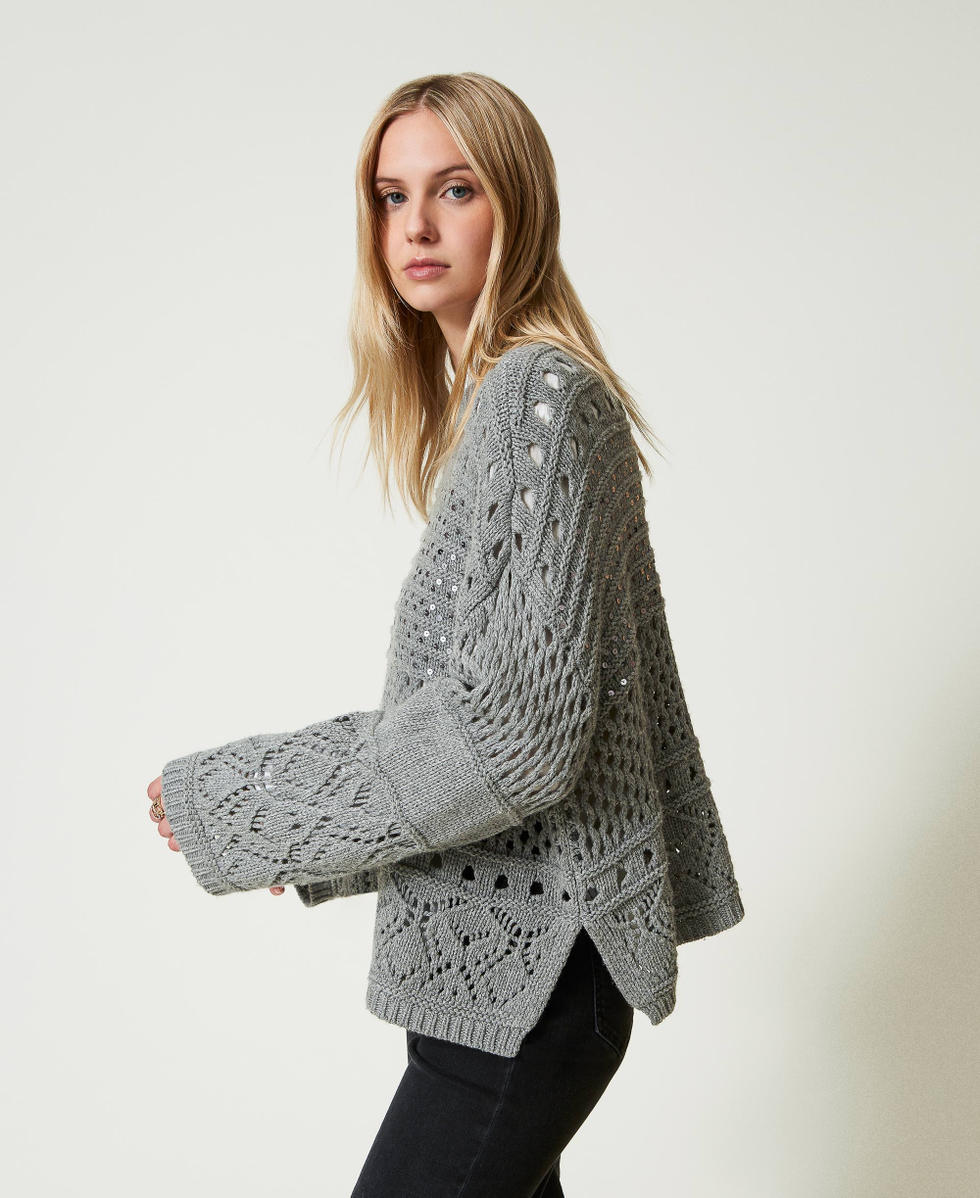 Wool blend jumper with sequins Woman Grey TWINSET Milano