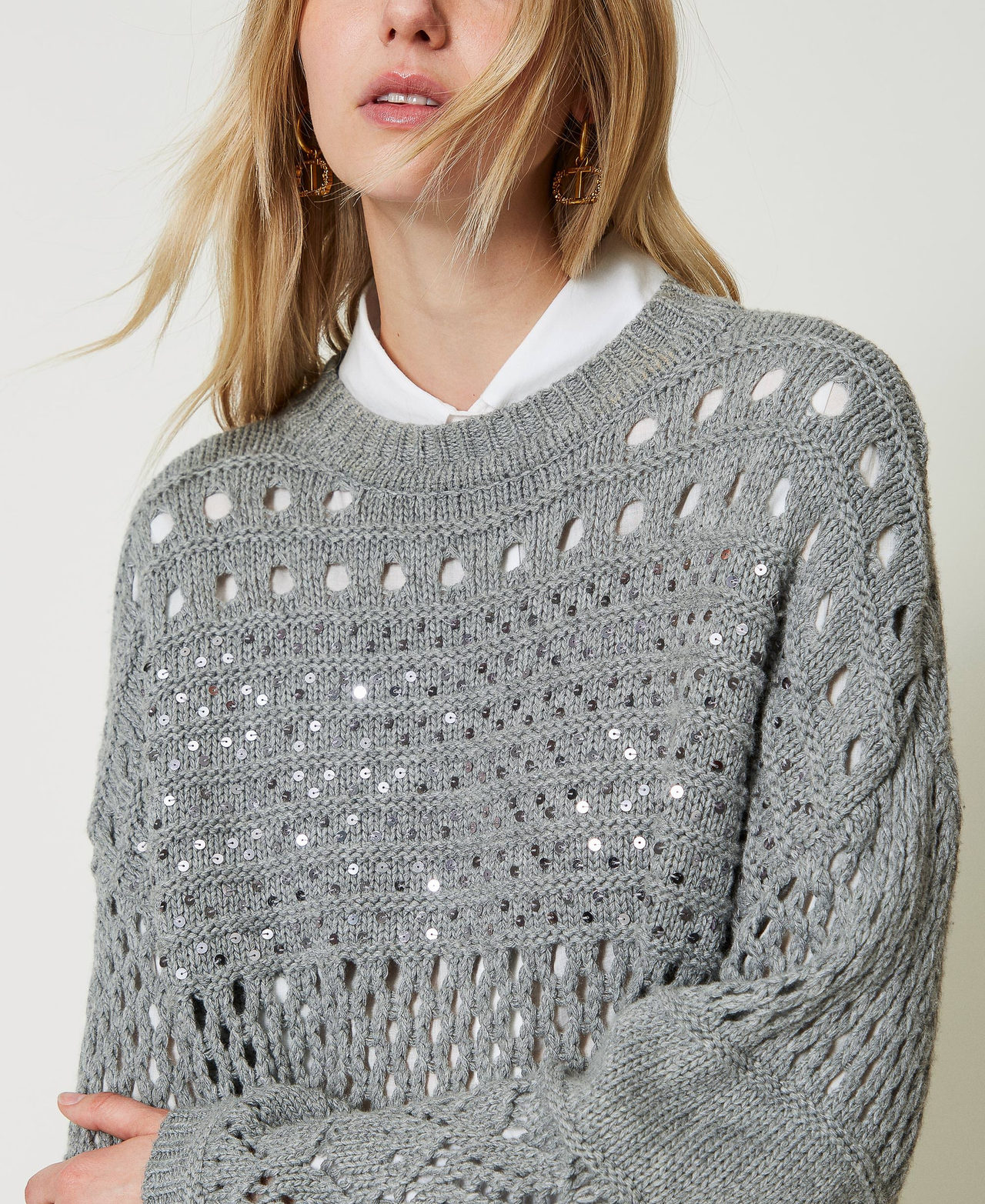 Grey jumper with sequins clearance