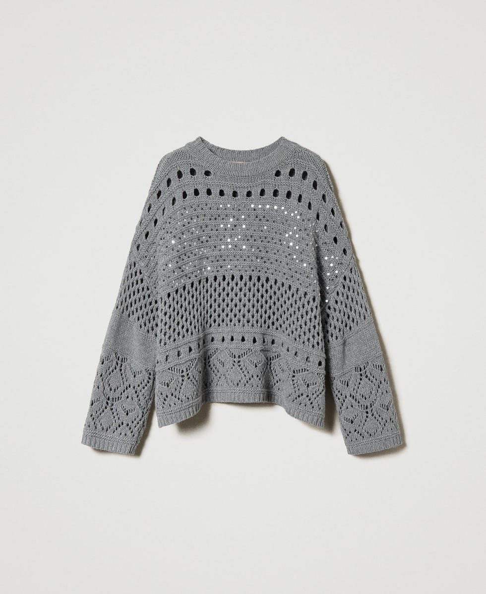 Wool blend jumper with sequins Warm Melange Gray Woman 242TP3791_11759_S0