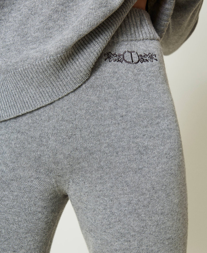 Wool blend knit joggers with embroidered logo Warm Melange Gray Woman 242TP3801_11759_04