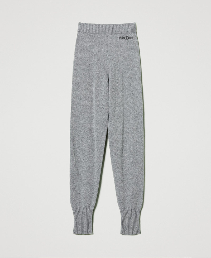 Joggers in maglia misto lana con logo ricamato Warm Melange Gray Donna 242TP3801_11759_S0