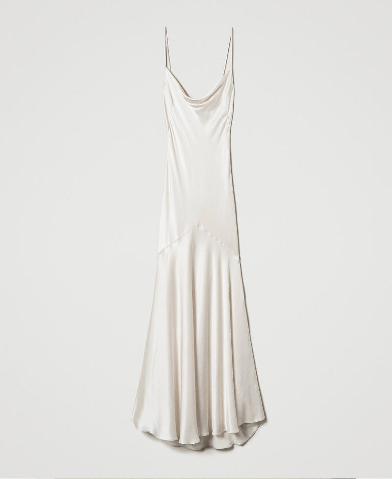 Abito lungo in raso di misto seta