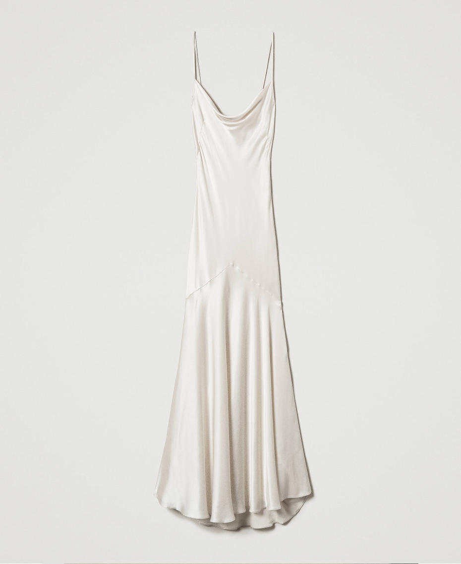 Abito lungo in raso di misto seta