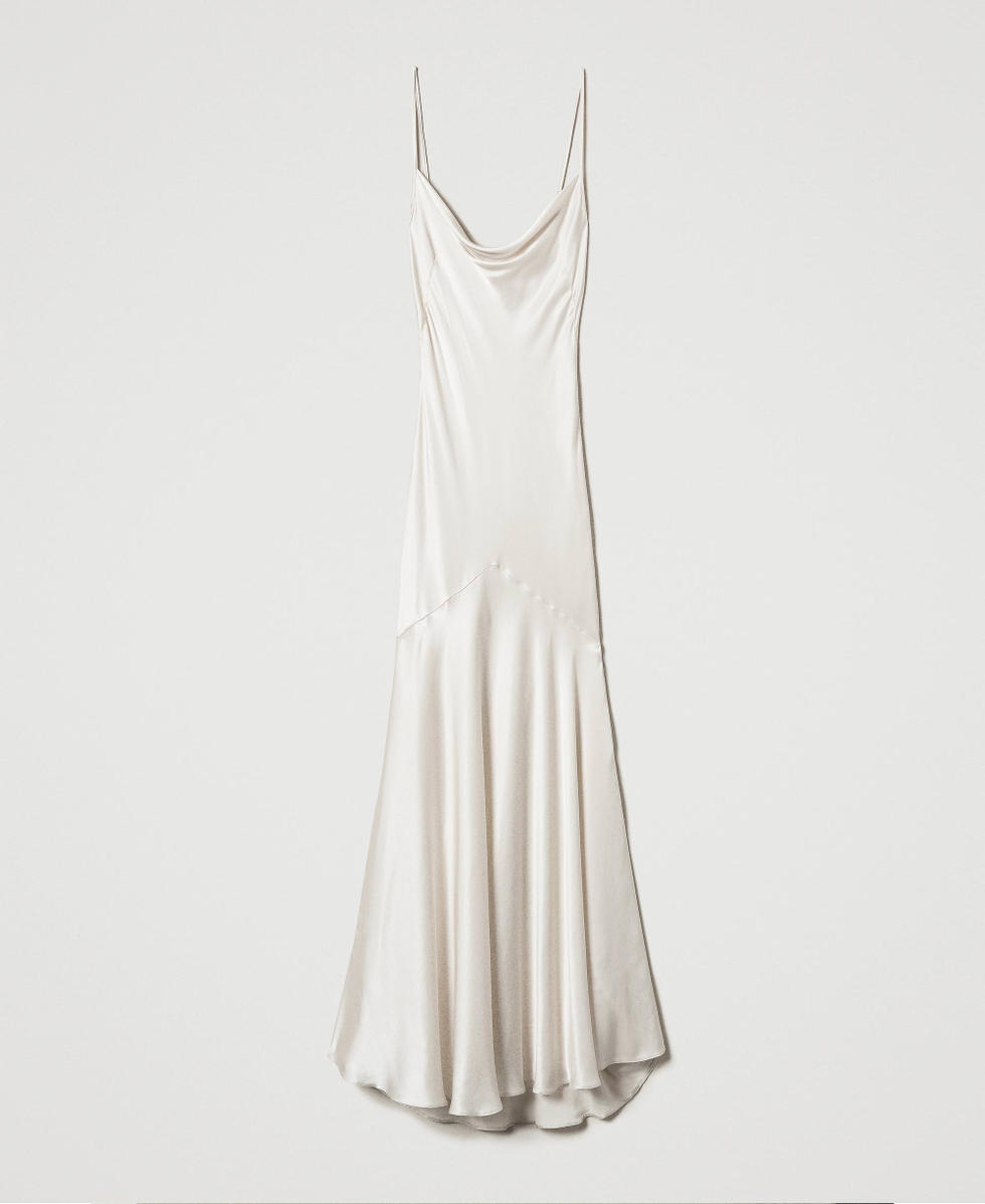 Long silk blend satin dress