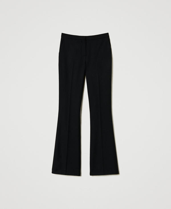 Pantaloni flare in serge misto lana