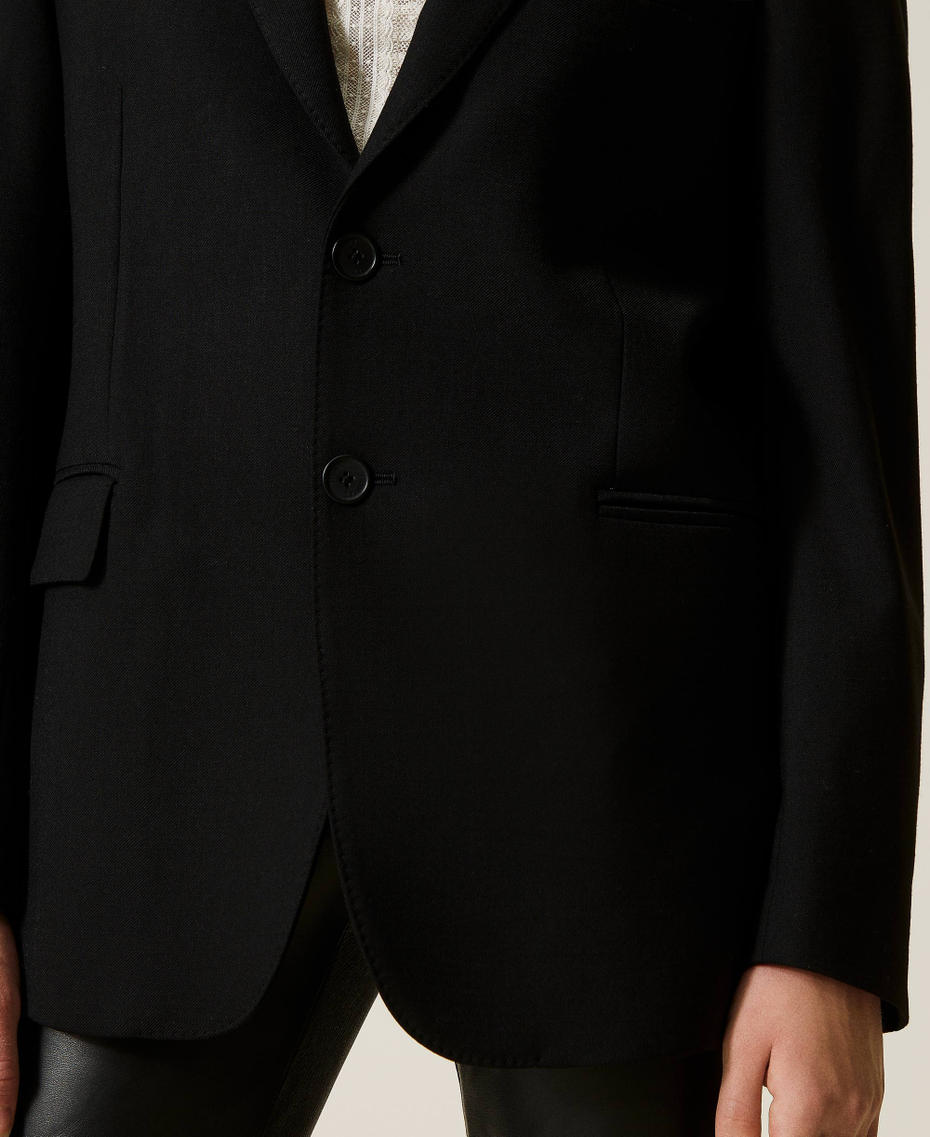 Wool blend serge blazer