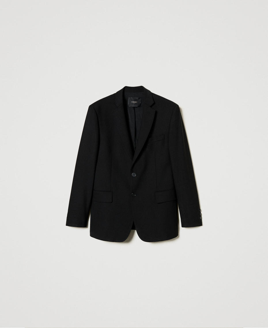 Wool blend serge blazer