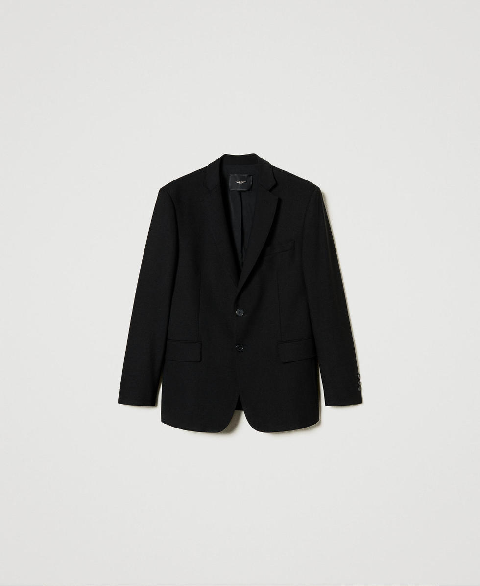 Wool blend serge blazer