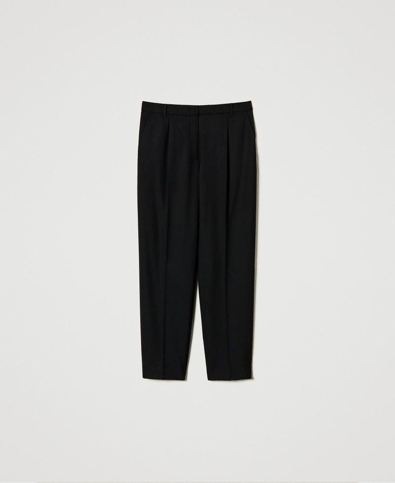 Wool blend serge trousers Black Woman 242TS2047_00006_0S