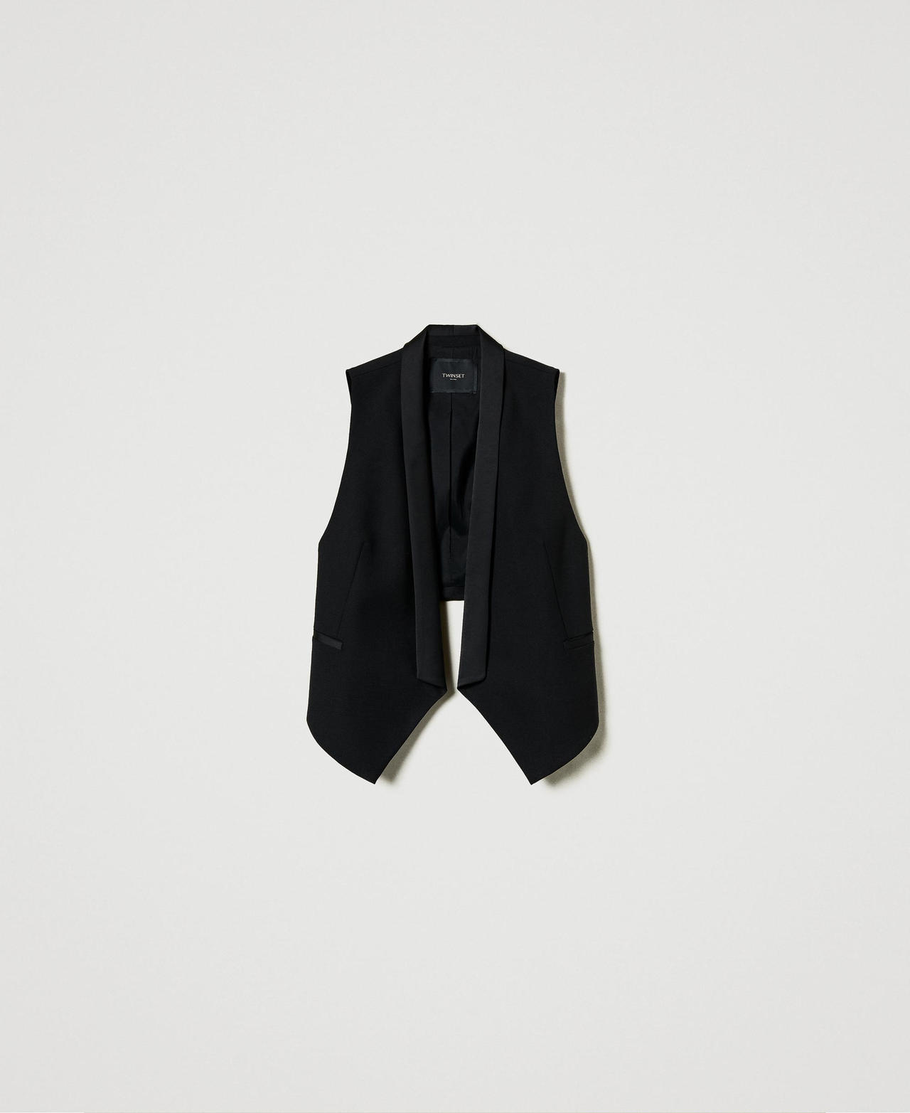 Wool blend serge waistcoats Black Woman 242TS2048_00006_0S