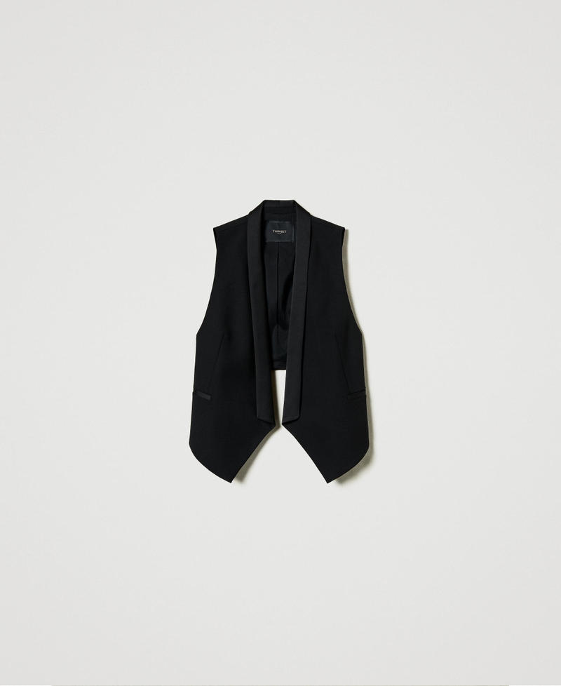 Wool blend serge waistcoats Black Woman 242TS2048_00006_0S