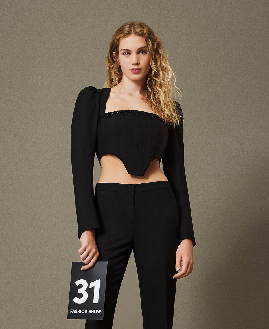 Bustier top with embroidery