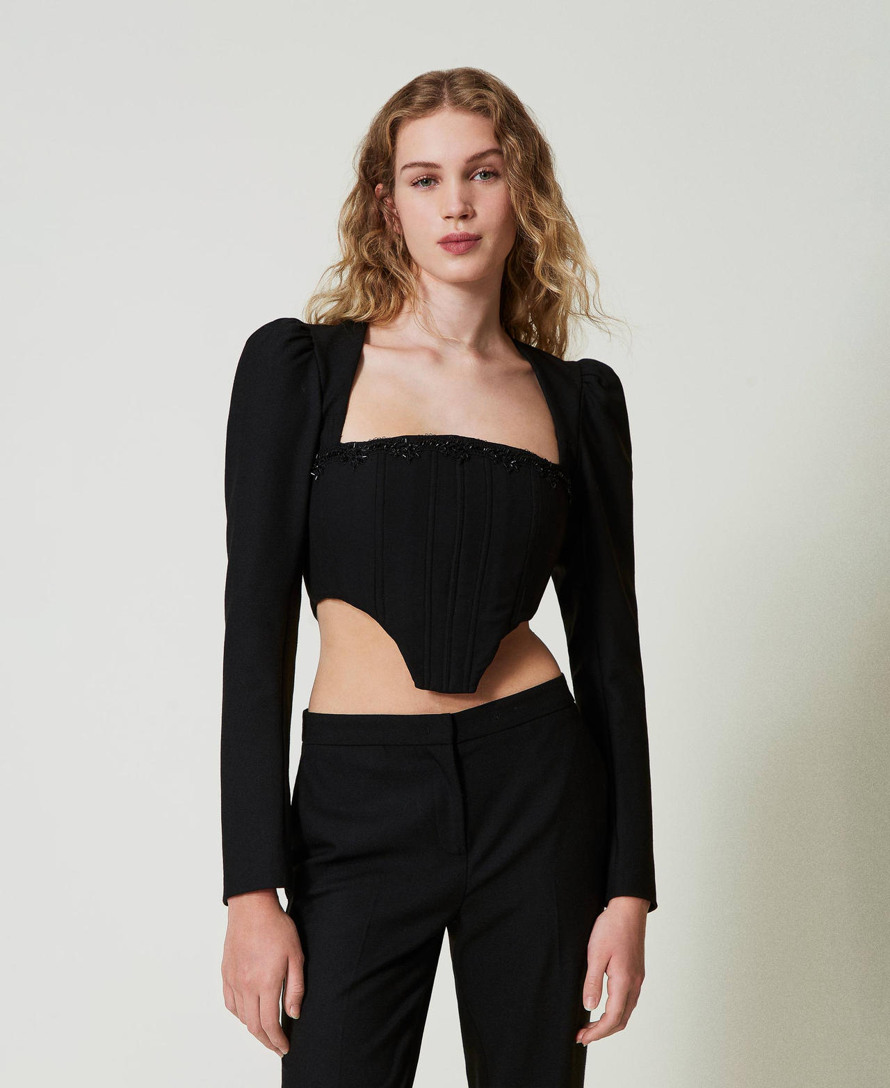 Bustier top with embroidery