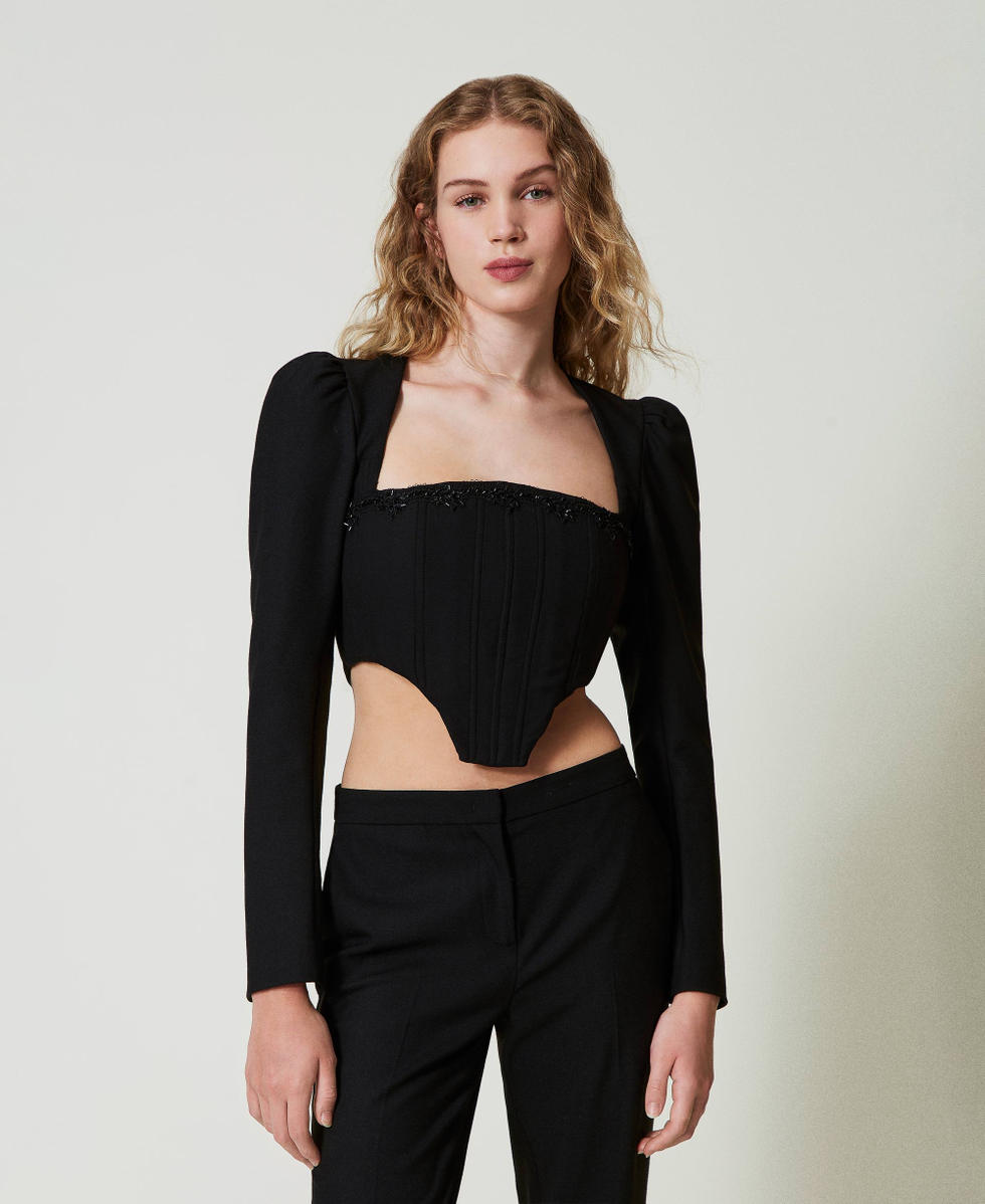 Bustier top with embroidery