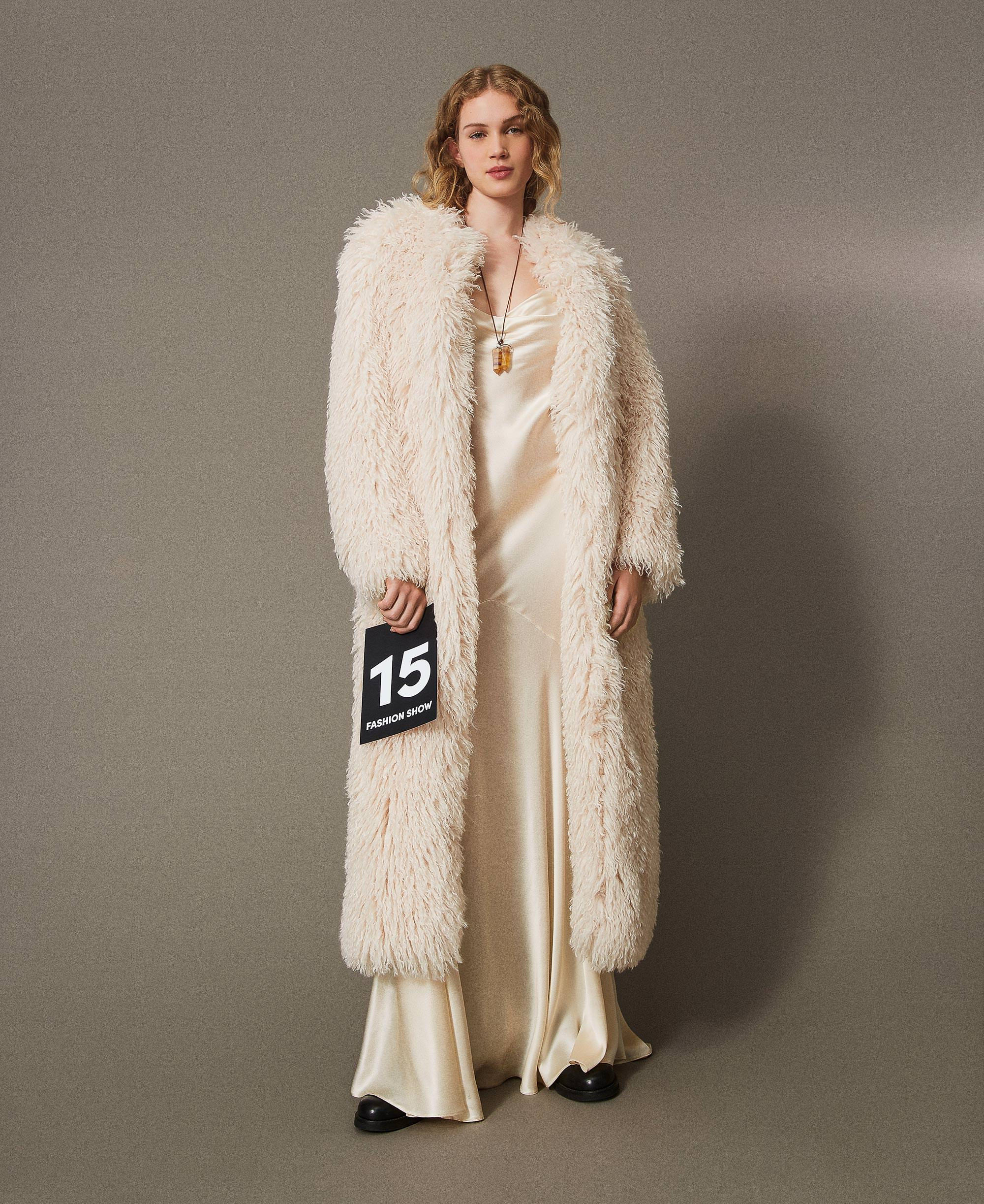 Long faux fur coat