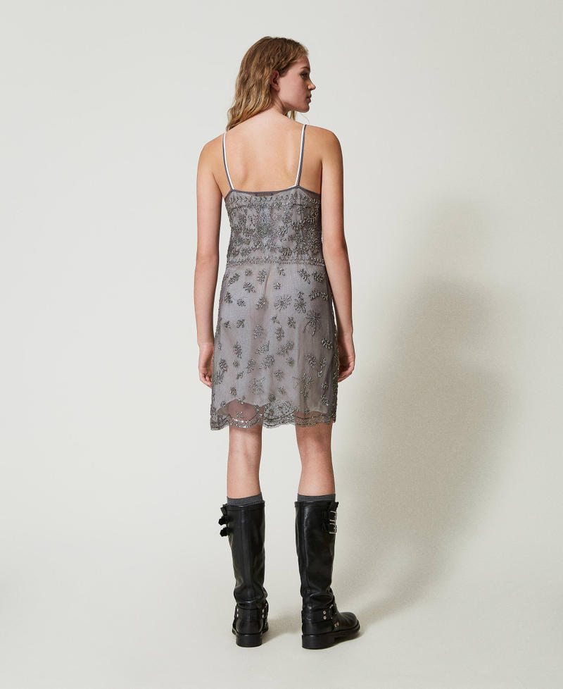 Short tulle dress with hand embroidery