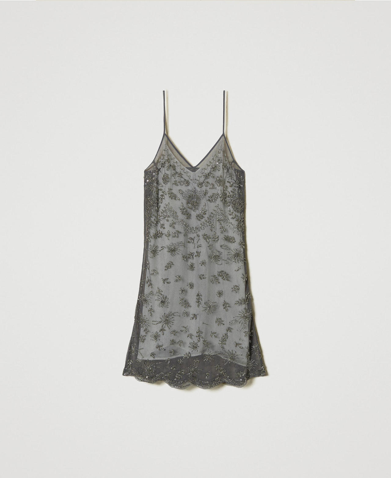 Scee by twin set Abito corto in tulle con ricamo a mano