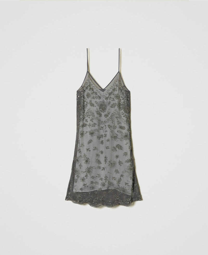 Short tulle dress with hand embroidery